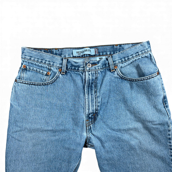 Vintage 505 Levis Jeans Mens 35x28 Blue Regular Light Wash Denim 38x29 Tag Y2K - Picture 3 of 11